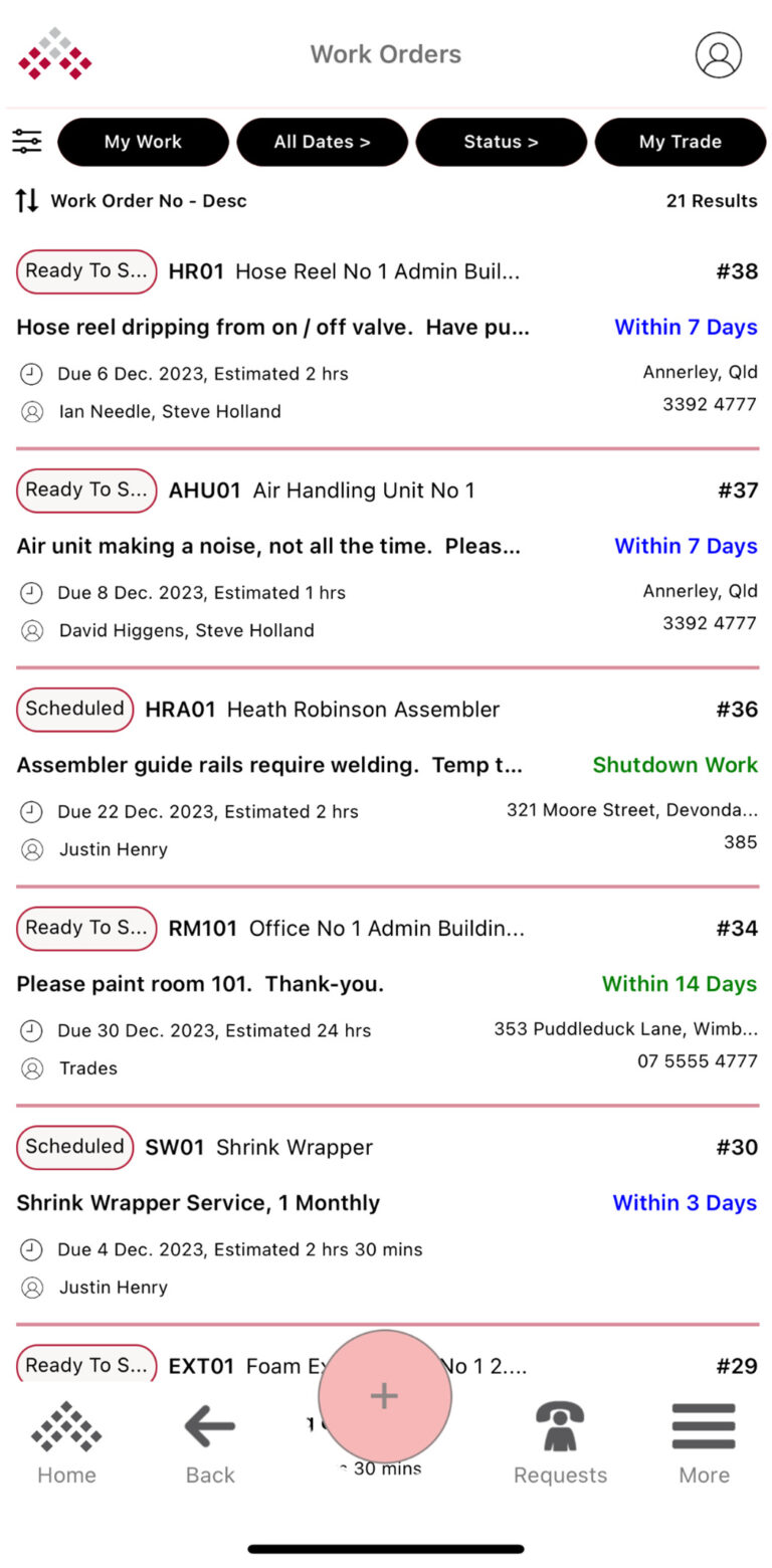 Work Order Lisiting – MEX User Guide